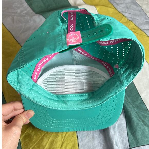 Retro Inspired Rope Hat- Mint Green Pink- Frio River Baseball Cap- River Road - Picture 3 of 6